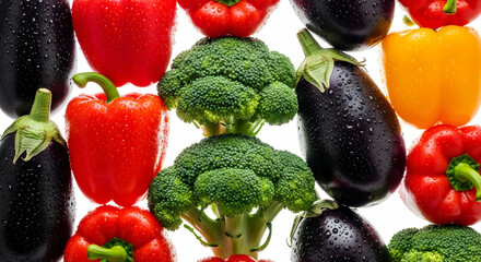 Colorful Mix of Fresh Vegetables on a White Surface Background