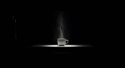 Dramatic Still Life Of A Cup Of Hot Drink In The Dark