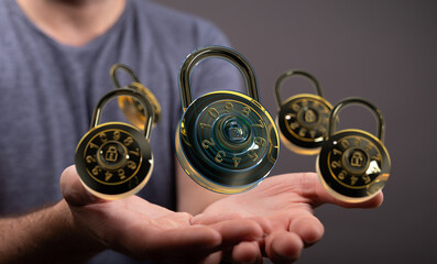 High-quality image of combination locks, symbolizing data protection and online security.