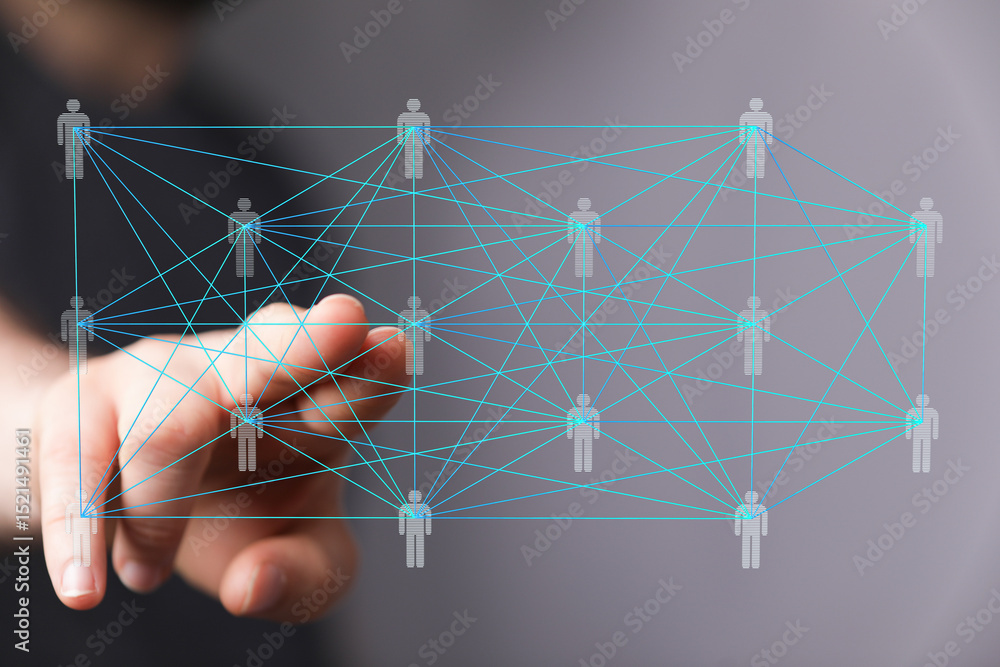 Fototapete abstract image depicting a complex network of interconnected individuals, symbolizing global communi