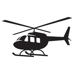 Precision Helicopter silhouette hovering mid-air – Helicopter illustration – Minimalist Helicopter vector – Vehicle silhouette

