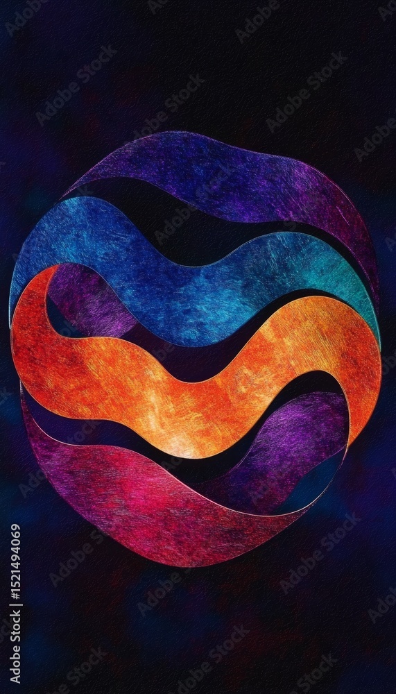 Poster abstract representation of infinity and perpetual motion in dynamic swirls of vibrant color