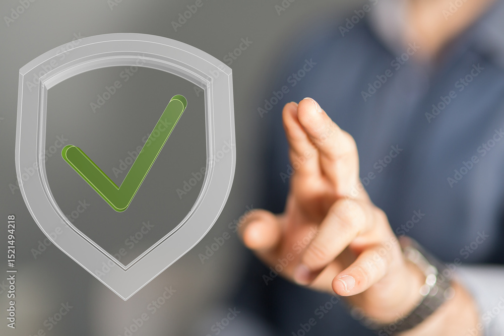 Poster ensuring data security with verified protection and safety measures. trust and reliability guarantee
