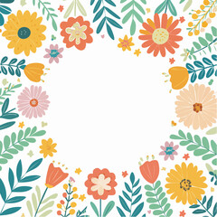 Vector illustration in simple naive and hippie groovy style - flowers and plants, design templates, frames and prints with copy space for text for social media and posters