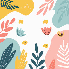 Vector illustration in simple wavy and groovy naive style, flowers and plants, floral botanic hand drawn design templates, frames and modern wall art prints, posters, placards, packaging, branding..