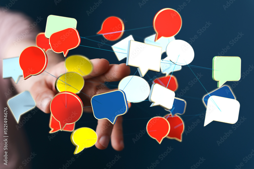Leinwandbilder abstract image of interconnected speech bubbles, symbolizing global communication and networking.