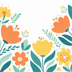Vector illustration in simple wavy and groovy naive style, flowers and plants, floral botanic hand drawn design templates, frames and modern wall art prints, posters, placards, packaging, branding..