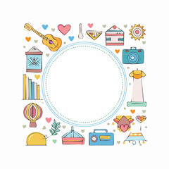 Vector illustration in simple linear style - design templates - hippie style - frames and prints with copy space for text