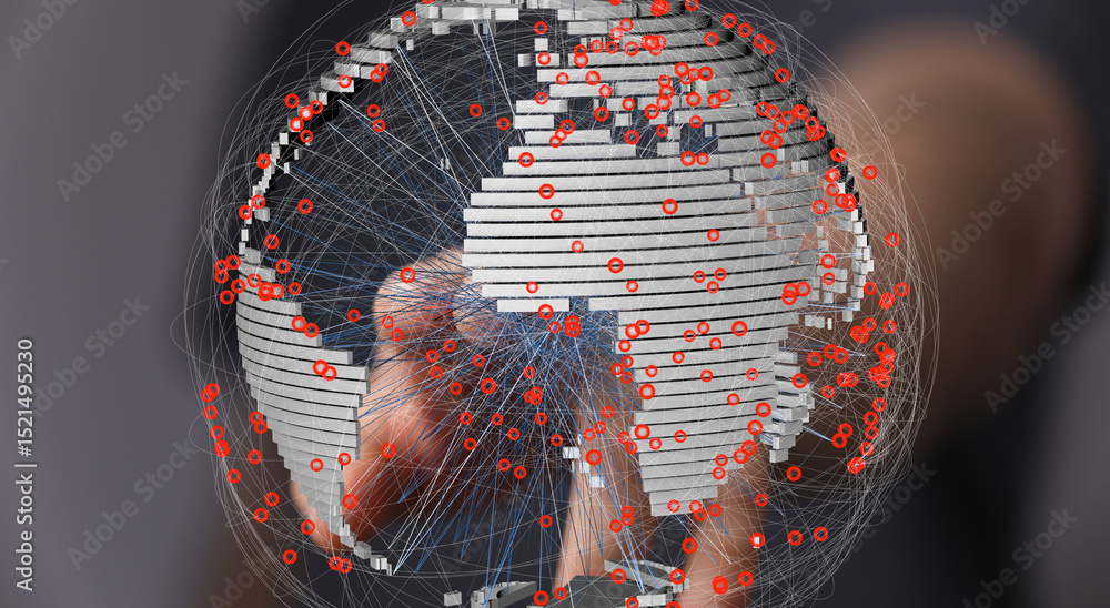 Aufkleber abstract image of a digital globe showing interconnected data points. represents global communicatio