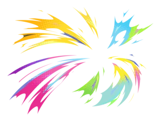 Fototapete カラフルでポップな衝撃波のエフェクトの背景イラスト © ふわぷか