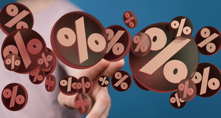 3D render of percentage symbols, ideal for sales, discounts, finance, and marketing.