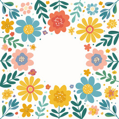 Vector illustration in simple Matisse naive and hippie groovy style, flowers and plants, floral botanic hand drawn design templates, frames and modern art prints, posters and placards