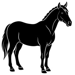 Obraz premium Black horse and donkey silhouette vector illustration of farm animals