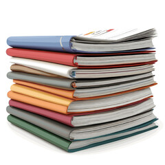 Pile of Colorful Books Stacked Neatly For Academic and Educational Use in a Home or Office Isolated on White Background