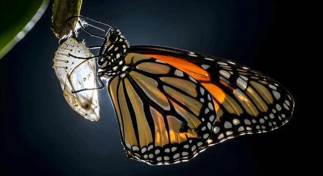 Monarch Emergence Captures the Essence of Transformation and Freedom Unveiled - Powered by Adobe