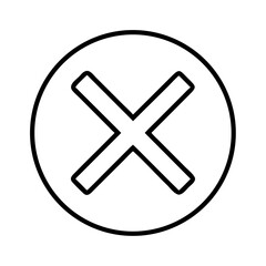 Cross mark icon vector illustration, delete symbol, x sign, cancel button, error, close, wrong, 95 px