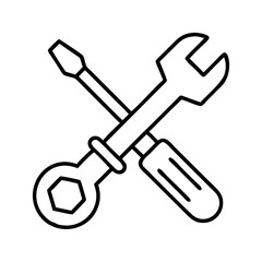 Wrench and screwdriver icon vector, repair tools and equipment, maintenance service concept design element