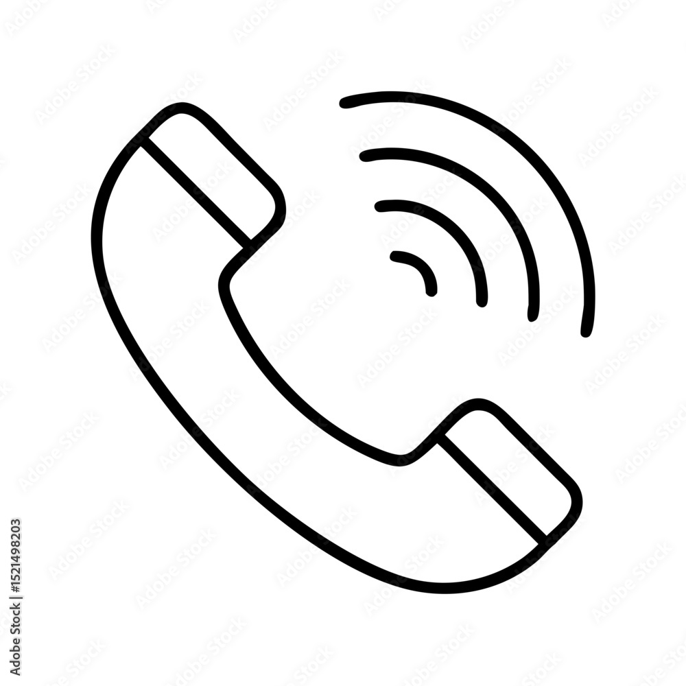 Aufkleber phone call icon vector illustration, telephone receiver with sound waves outline design for app and 