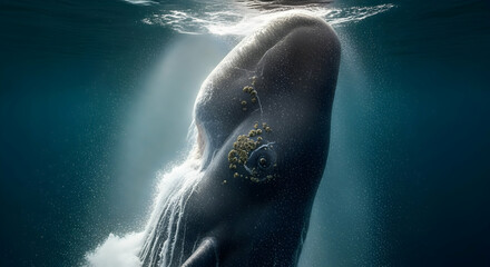 Sperm Whale Rising Majestic Giant Underwater Marine Life Observation