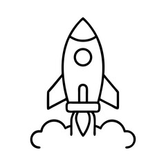 Rocket ship launch vector icon illustration, space exploration, startup and technology concept design