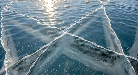 Intricate Network of Ice Formations Sparkling Under the Sunlight Reflections