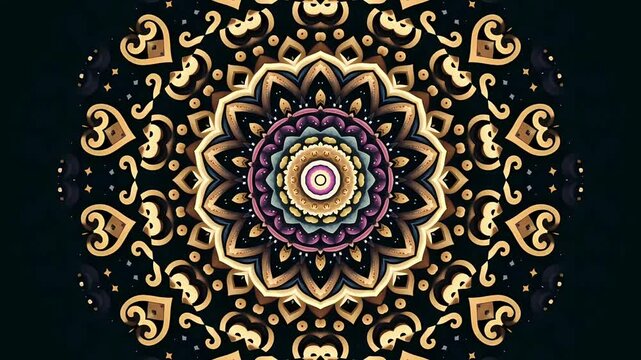 Geometric Ornament Kaleidoscope Motion. Precise geometric ornamental designs create a captivating and evolving, symmetrical animated pattern