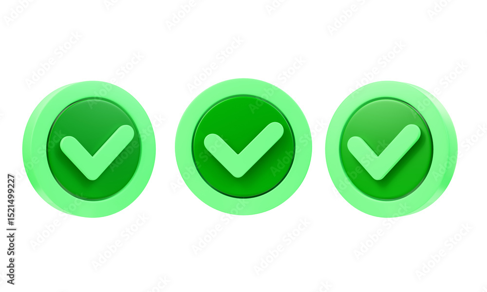 Poster check mark tick box icon simple 3d render. isolated on white background