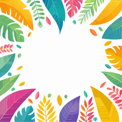 Obraz premium Vector horizontal abstract background with copy space for text, abstract cover header with plants and leaves, bright vibrant banner, poster, graphic design template, hippie and groovy summer