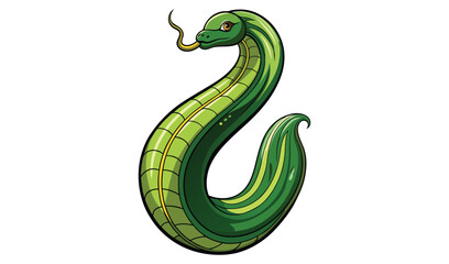 Naklejka premium Green stylized snake isolated on white background