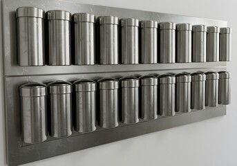 Modular Magnetic Spice Jars on Steel Backsplash