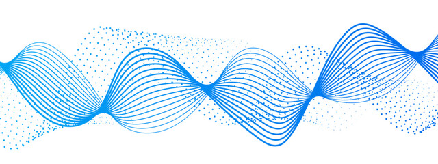 Abstract dynamic and flowing background with soft turquoise-green waveforms and dotted halftone elements. Aesthetic is futuristic, minimalistic, and technology-inspired, ideal for science, digital,