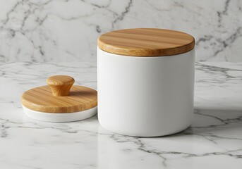 Ceramic Butter Keeper with Wood Lid