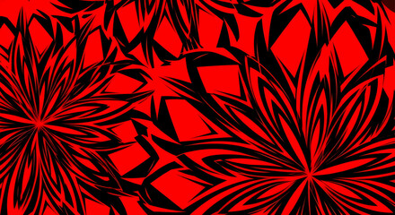 Geometric Floral Design With Bold Color Palette In Shades Of Red