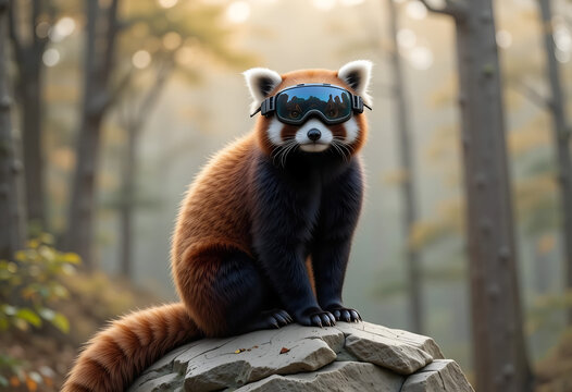 Red Panda Wearing VR Goggles