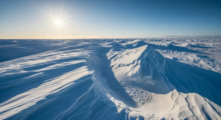 Majestic Snowscape Under a Radiant Sun in the Arctic Wilderness