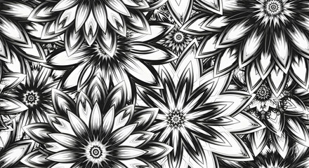 Monochrome Floral Extravaganza An Ornamental Backdrop for Elegant Designs