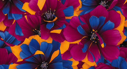 Colorful Floral Pattern With Striking Hues And Dynamic Arrangement Of Petals