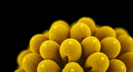 Close Up Of Pollen Grains On A Black Backdrop For Science Projects