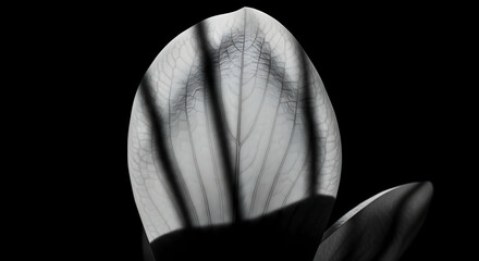 Striking Contrast: Monochrome Botanical Art with Shadowed Leaf Detail