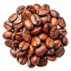 Naklejka premium Heap of roasted coffee beans on white background perfect for food and drink concepts