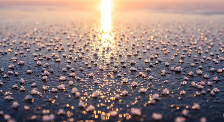 Ephemeral Ice Crystals Glistening At Sunrise On A Cold Winter Day