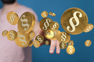 Abstract image of gold paragraph symbols.  Perfect for legal tech, law, and finance.