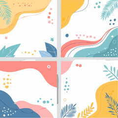 Vector set of abstract creative backgrounds in minimal trendy style with copy space for text - design templates for social media stories