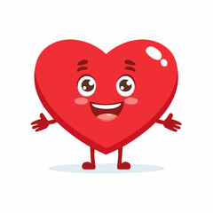 Vector logo design template and graphic element for advertising, branding, heart shape and love, funny cartoon illustrations with smiling character, valentine day mascot