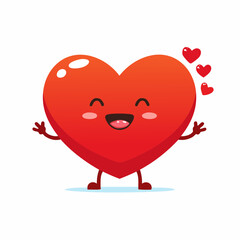 Vector logo design template and graphic element for advertising, branding, heart shape and love, funny cartoon illustrations with smiling character, valentine day mascot