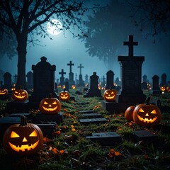 Halloween background with pumpkin and Halloween night background