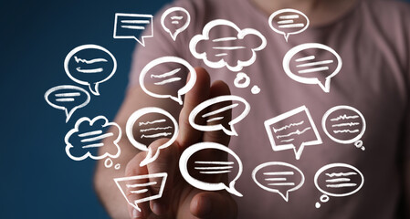 Abstract image depicting communication, dialogue, ideas, and social media interaction.