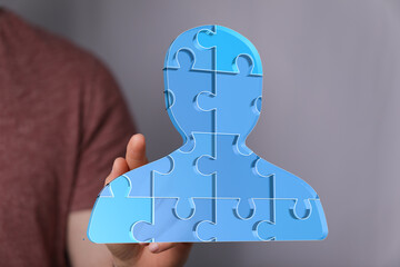 Abstract image of a person shaped puzzle.  Ideal for teamwork, collaboration, and connection.