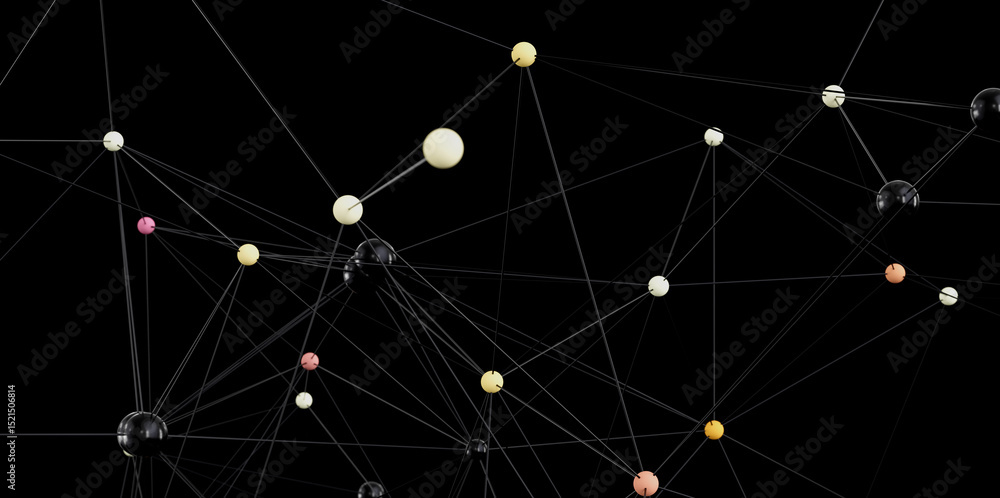 Poster Abstract image of a network connection, showing nodes and links. Ideal for technology, communication, and global concepts.