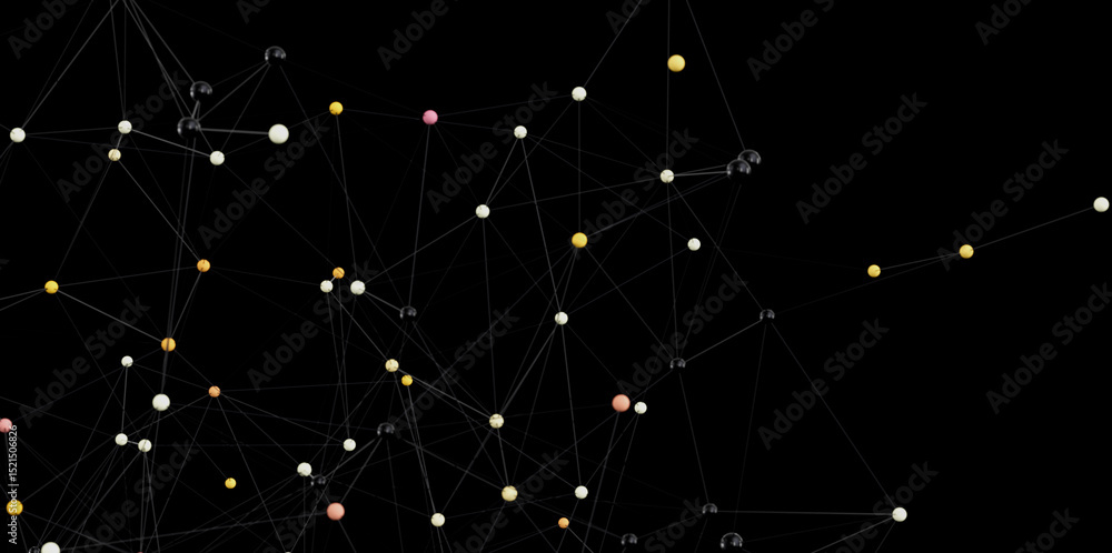 Poster Modern digital network connection. Abstract background with lines and dots. Global communication concept.